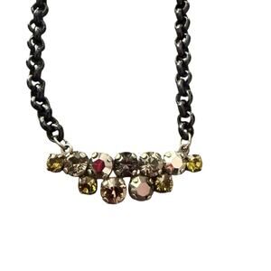 Sabika Crystal Pendant Black Chainlink Necklace